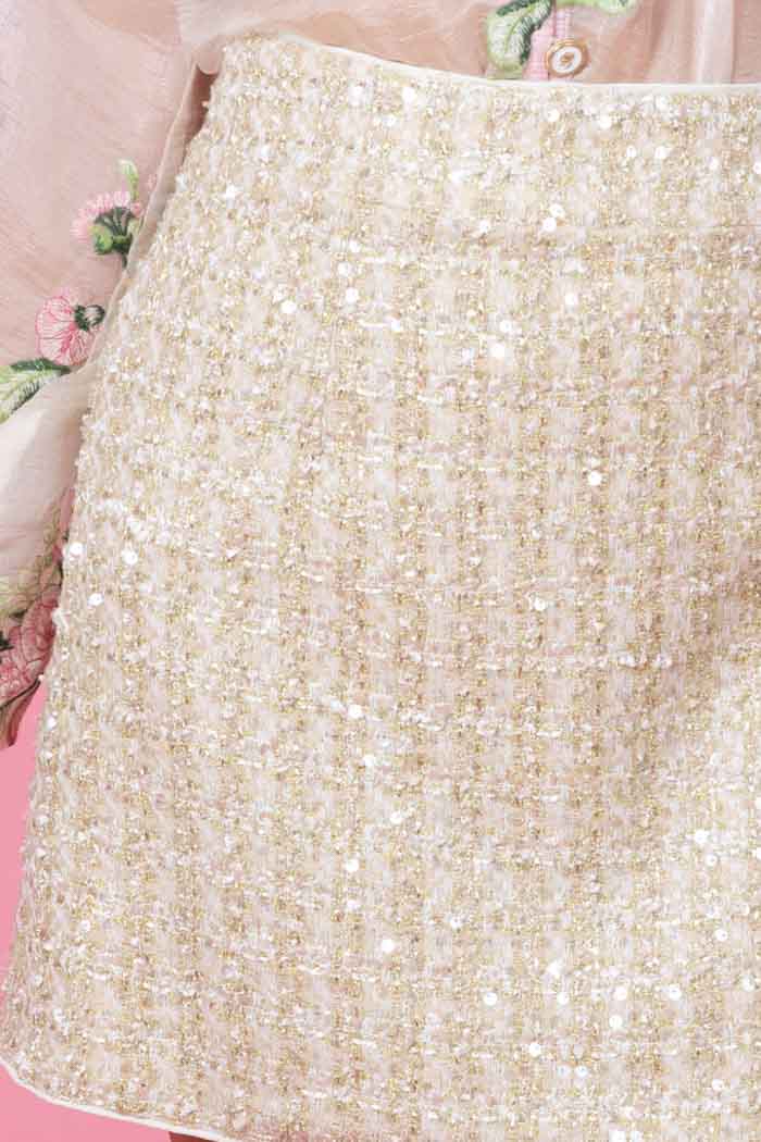 Millie Mini Skirt Sequin Cream 4