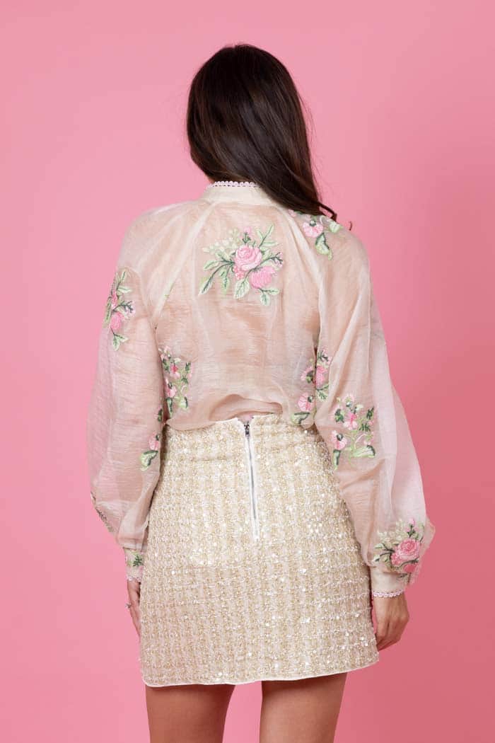 Millie Mini Skirt Sequin Cream 3