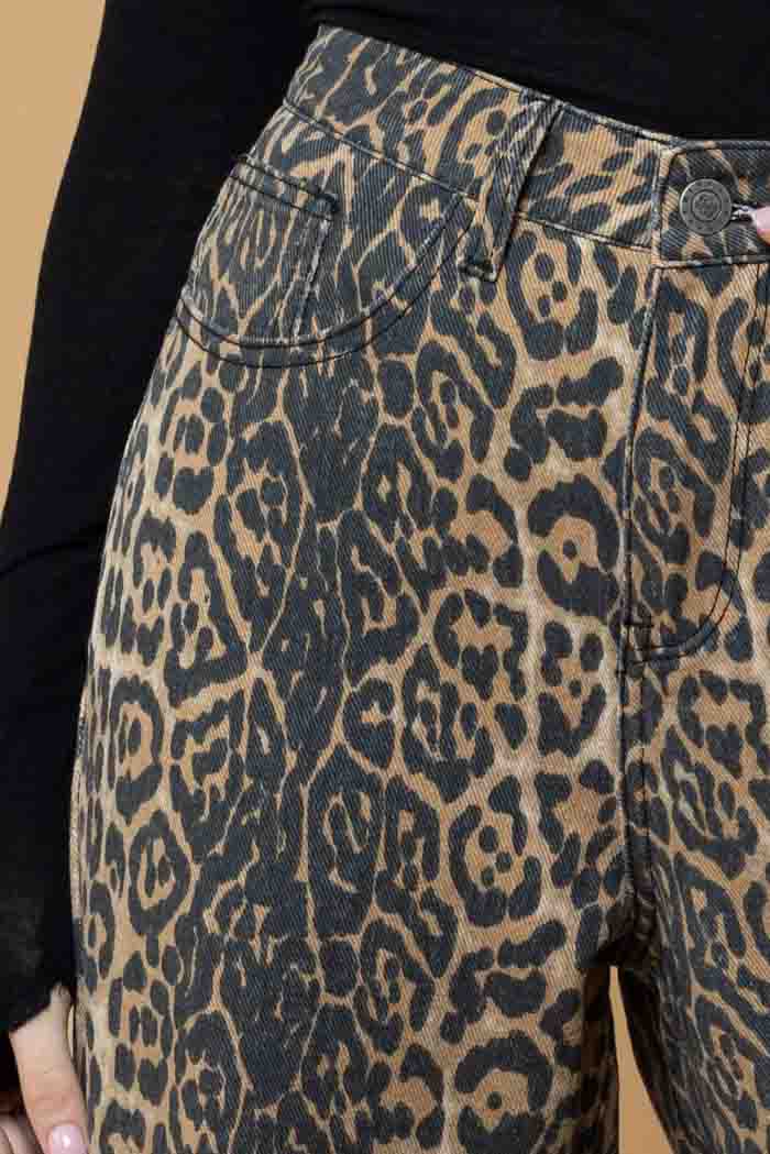 Nate Denim Leopard Wide Leg Jean 4