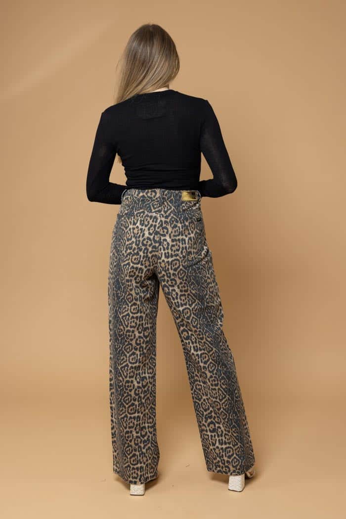 Nate Denim Leopard Wide Leg Jean 3