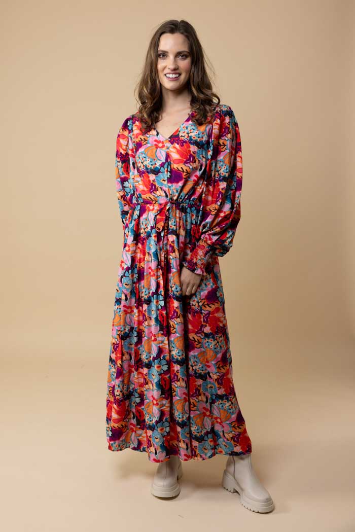 pink floral maxi dress