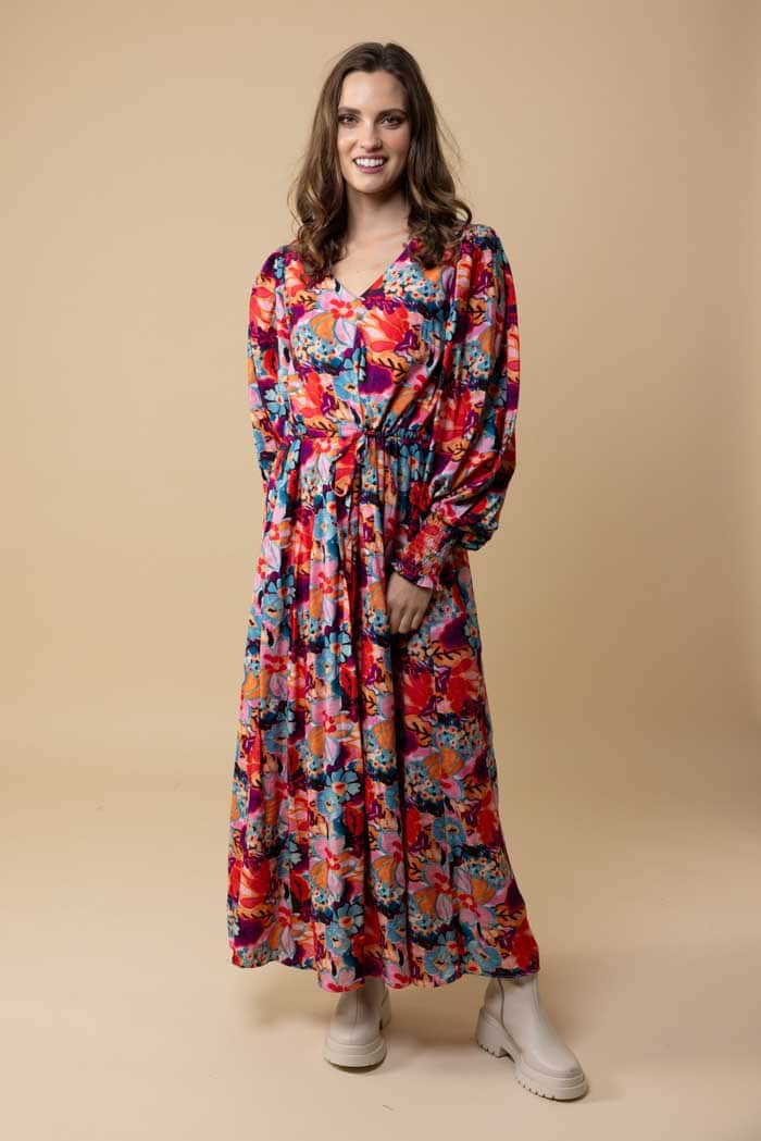 pink floral maxi dress