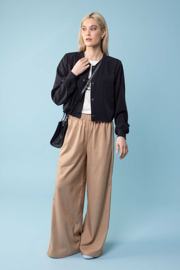 beige wide leg pants