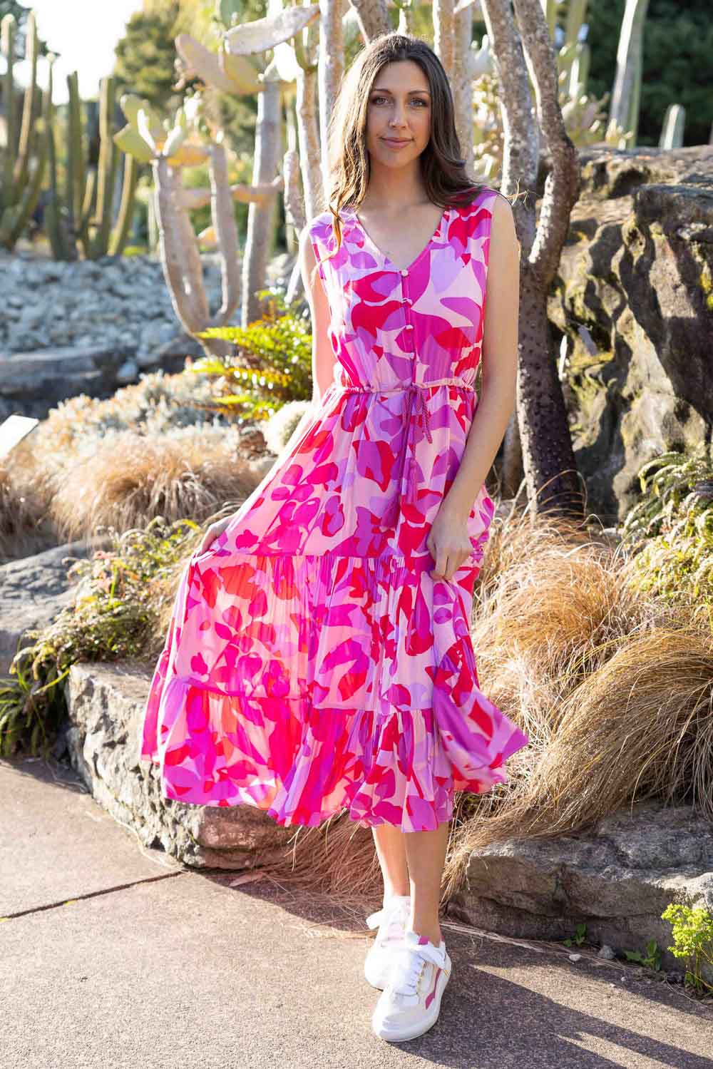 pink floral maxi dress