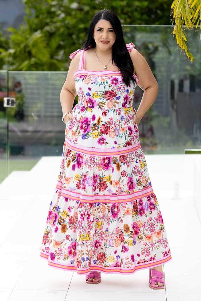 pink floral maxi dress plus size