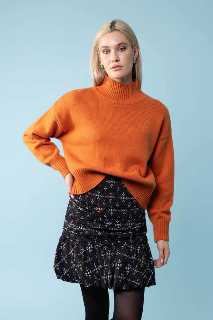 Olivia High Neck Knit Jumper Orange 2