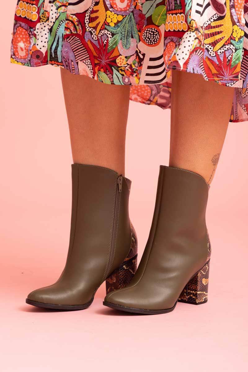 khaki boot heel