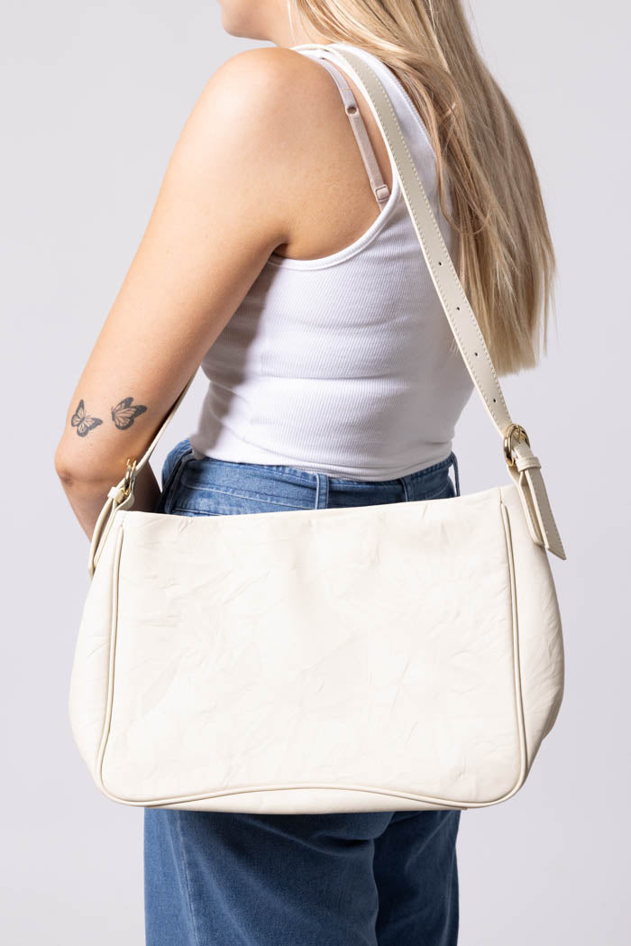 cream leather handbag