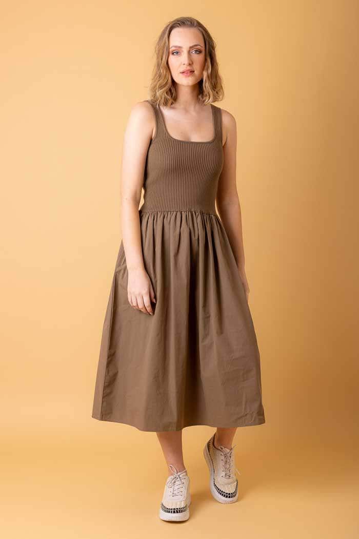 khaki midi dress