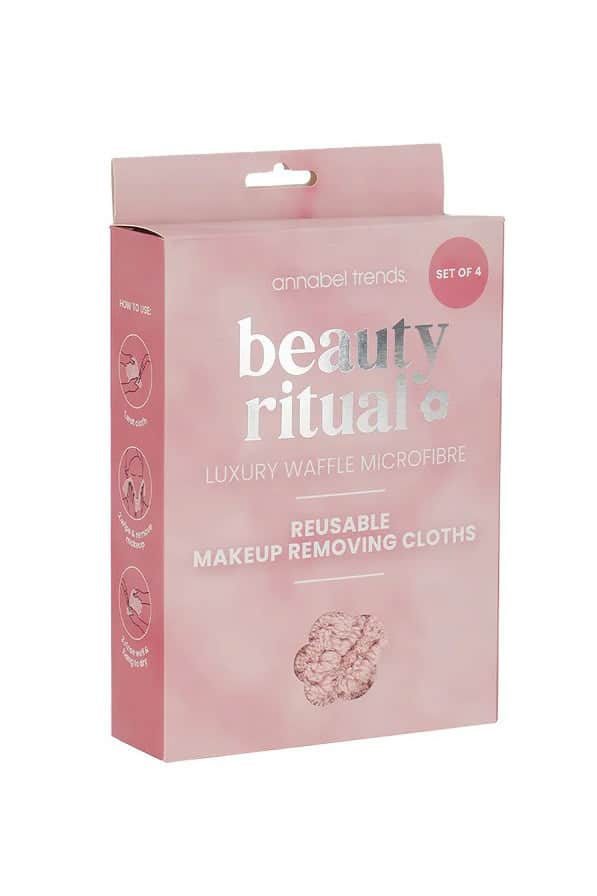 Annabel Trends Beauty Ritual Luxury Waffle Makeup Removing Cloths S/4 Dusty Pink