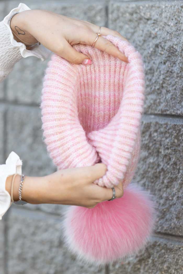 Pink and White Beanie 3