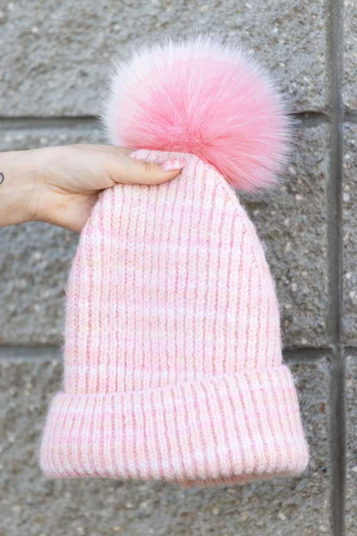 Pink and White Beanie 4