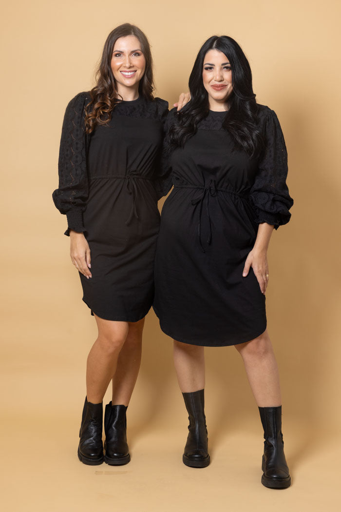 black t-shirt midi dress