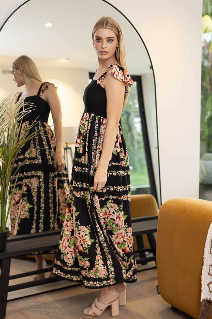 Allegra Maxi Dress Floral Black 2