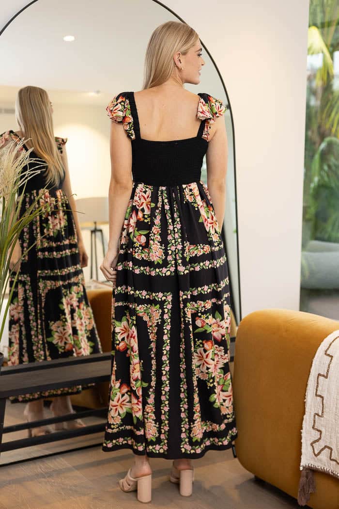 Allegra Maxi Dress Floral Black 3