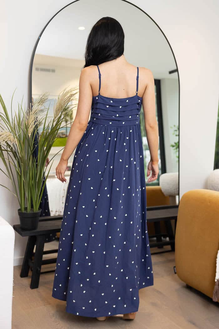 Halle Maxi Dress Navy Heart White 3