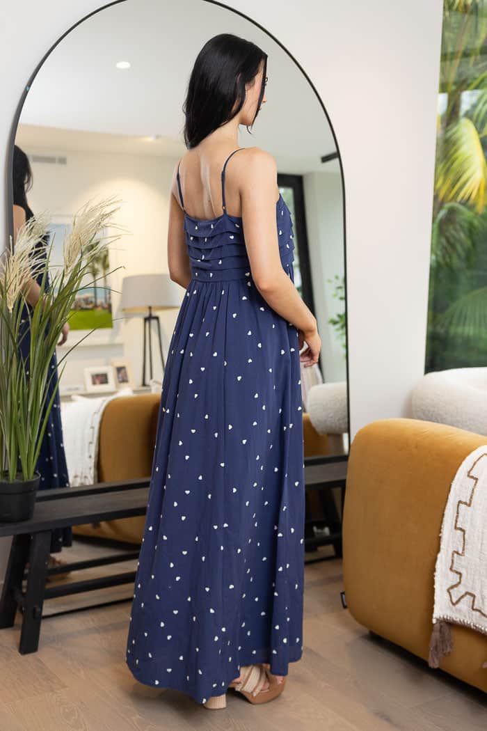 Halle Maxi Dress Navy Heart White 2
