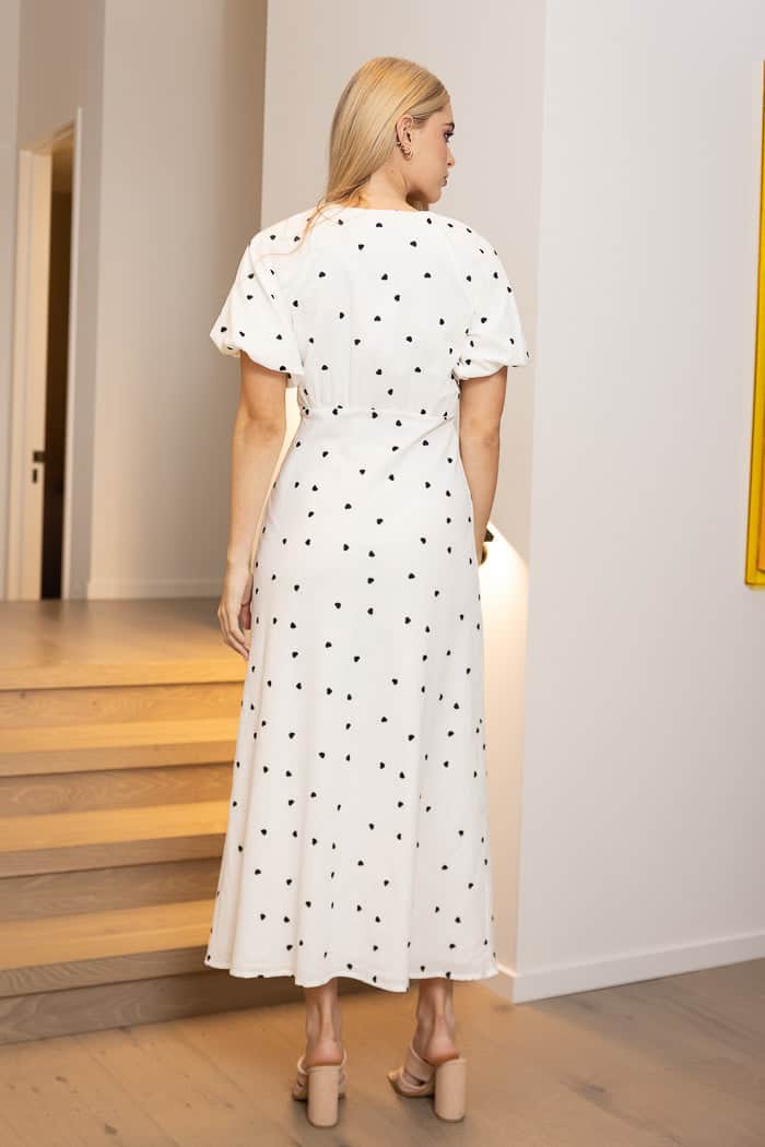 Harriet Midi Dress Black Heart White 3