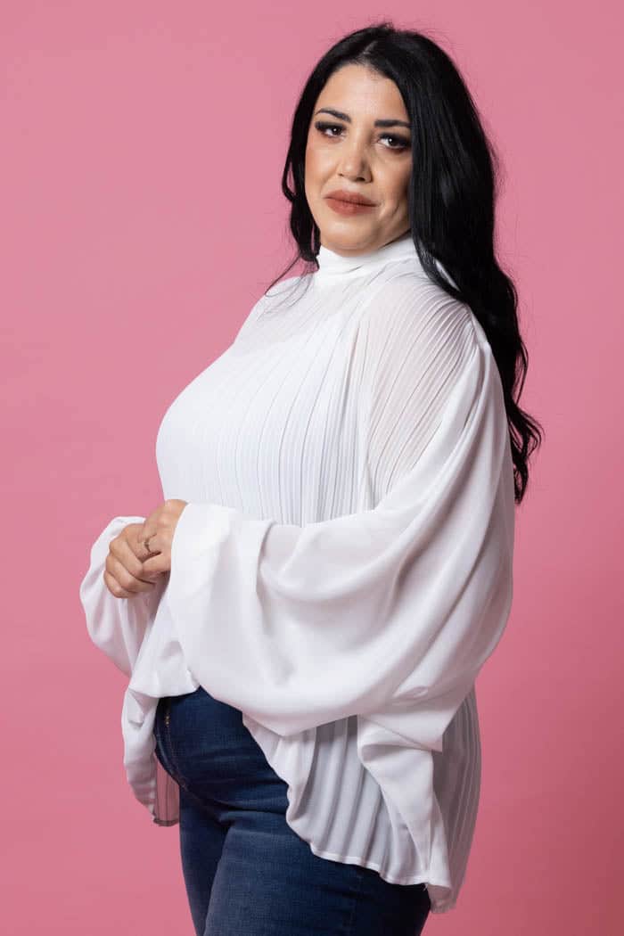 Lulu Pleated Blouse Off White 5