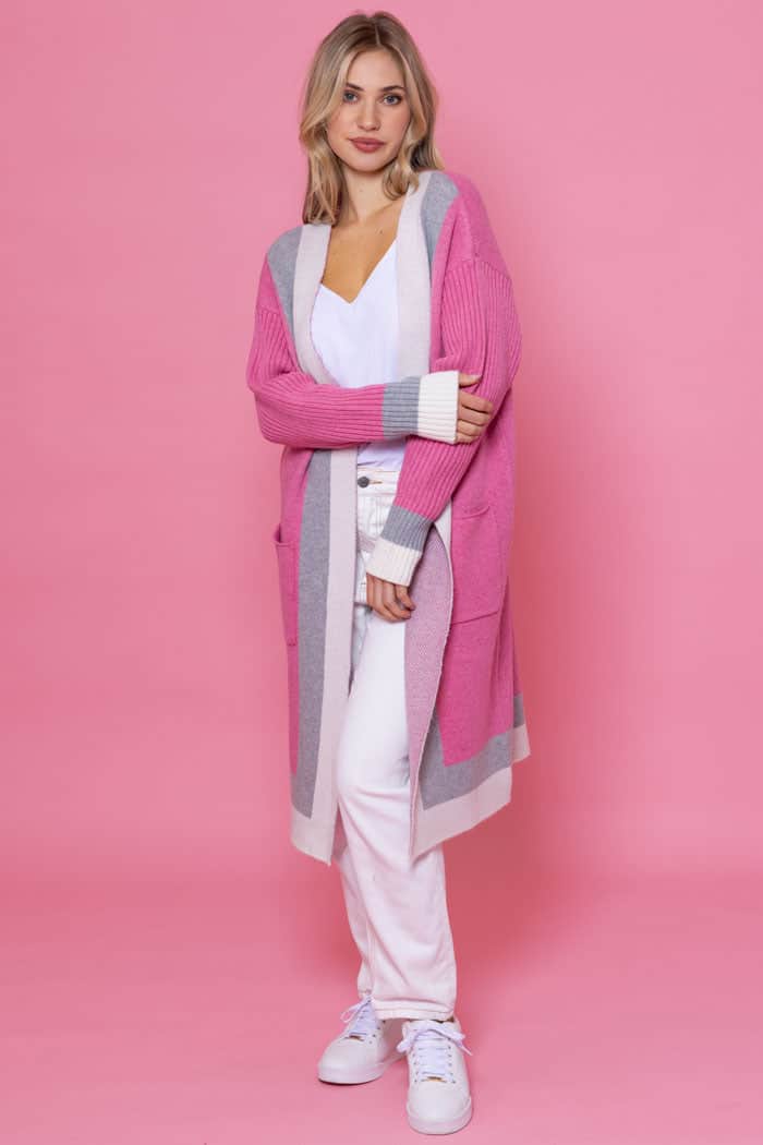 Lisa Cardigan Baby Pink Striped 2