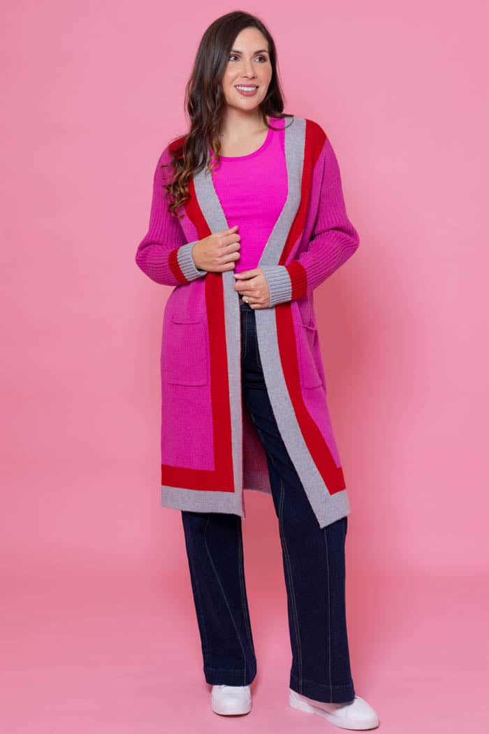 Lisa Cardigan Red Striped