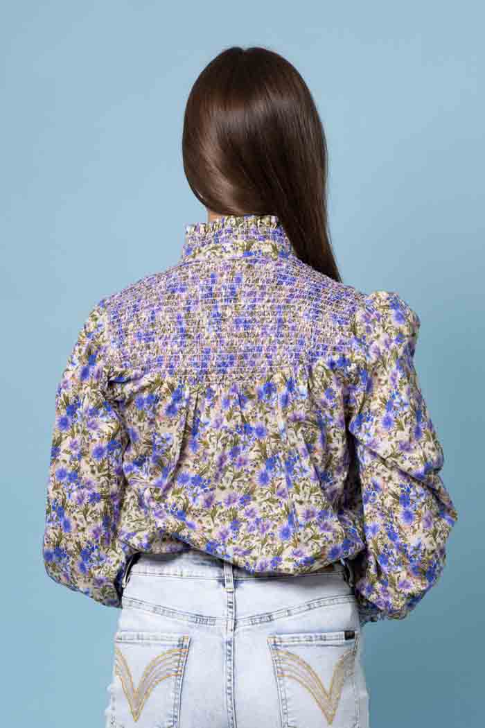 Taylor Shirring Shirt Purple Floral 3