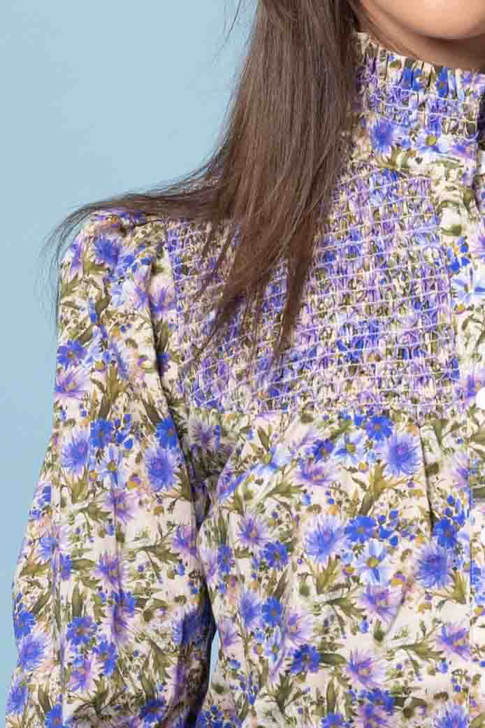 Taylor Shirring Shirt Purple Floral 4