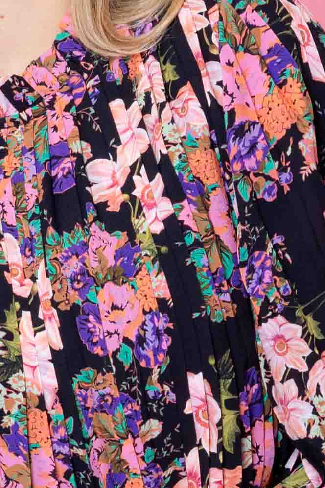 Laura Pleated Top Fluro Floral Black 7
