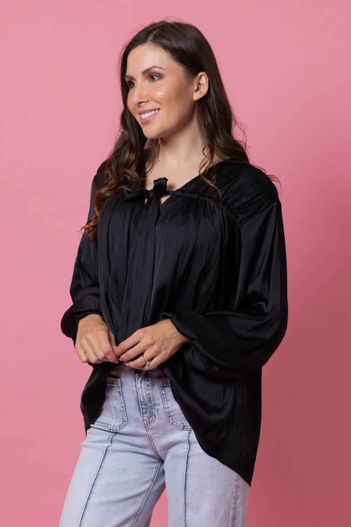 Riley Bow Blouse Black 2