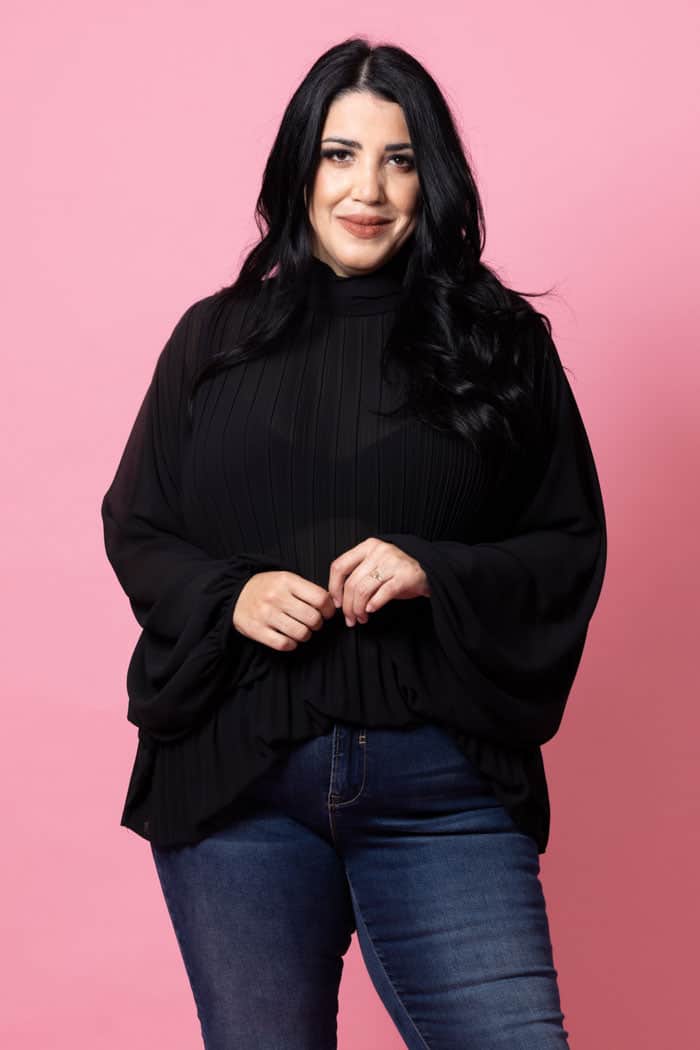 Lulu Pleated Blouse Black 2