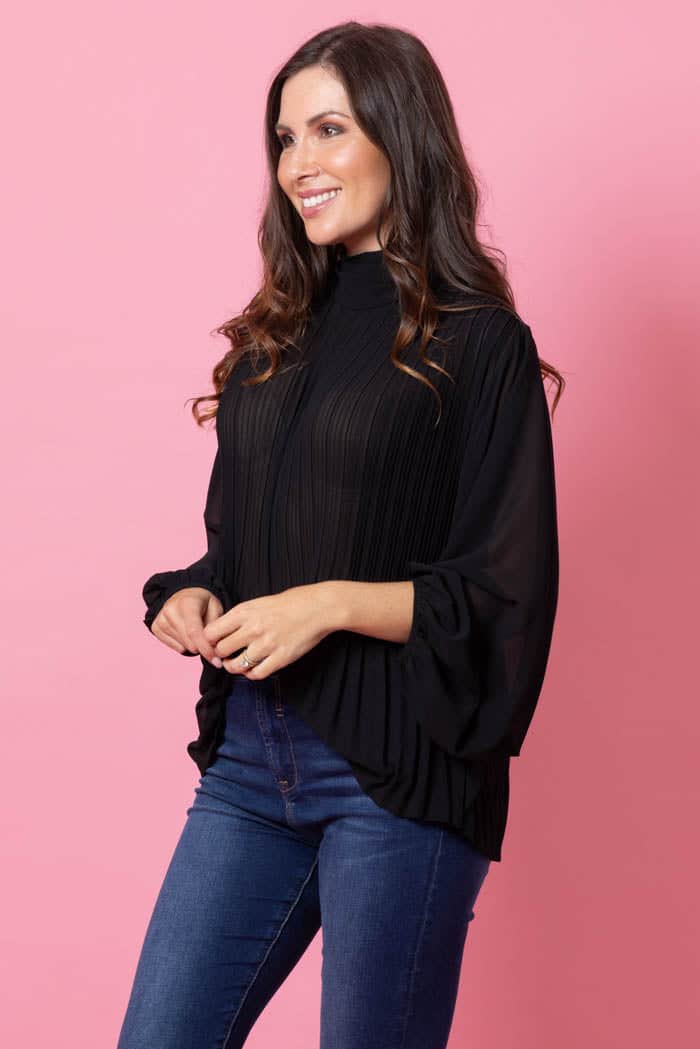 Lulu Pleated Blouse Black 3