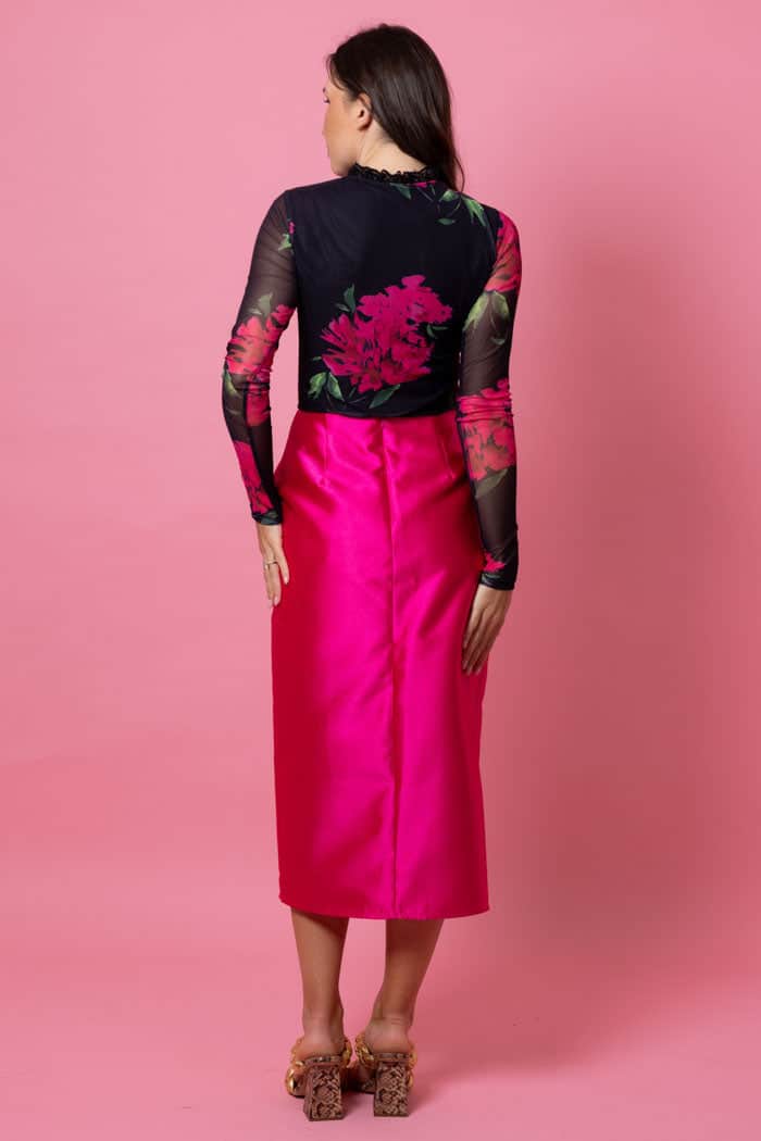 Alana Long Pencil Skirt Hot Pink 3