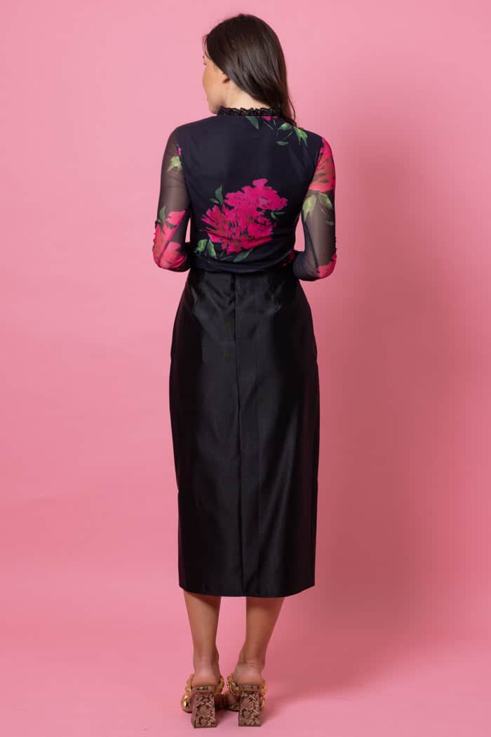 Alana Long Pencil Skirt Black 4