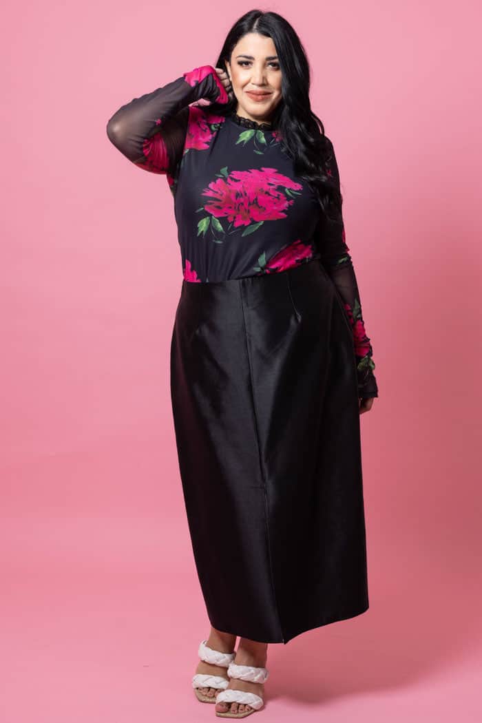 Alana Long Pencil Skirt Black 2