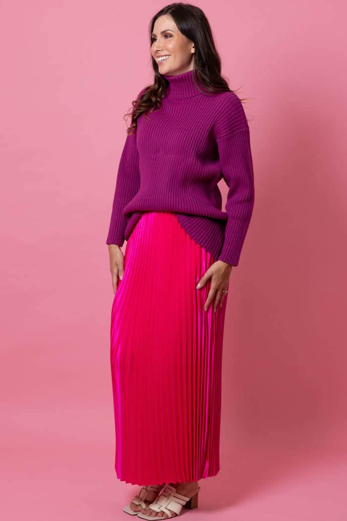 Toni Pleated Skirt Hot Pink 2