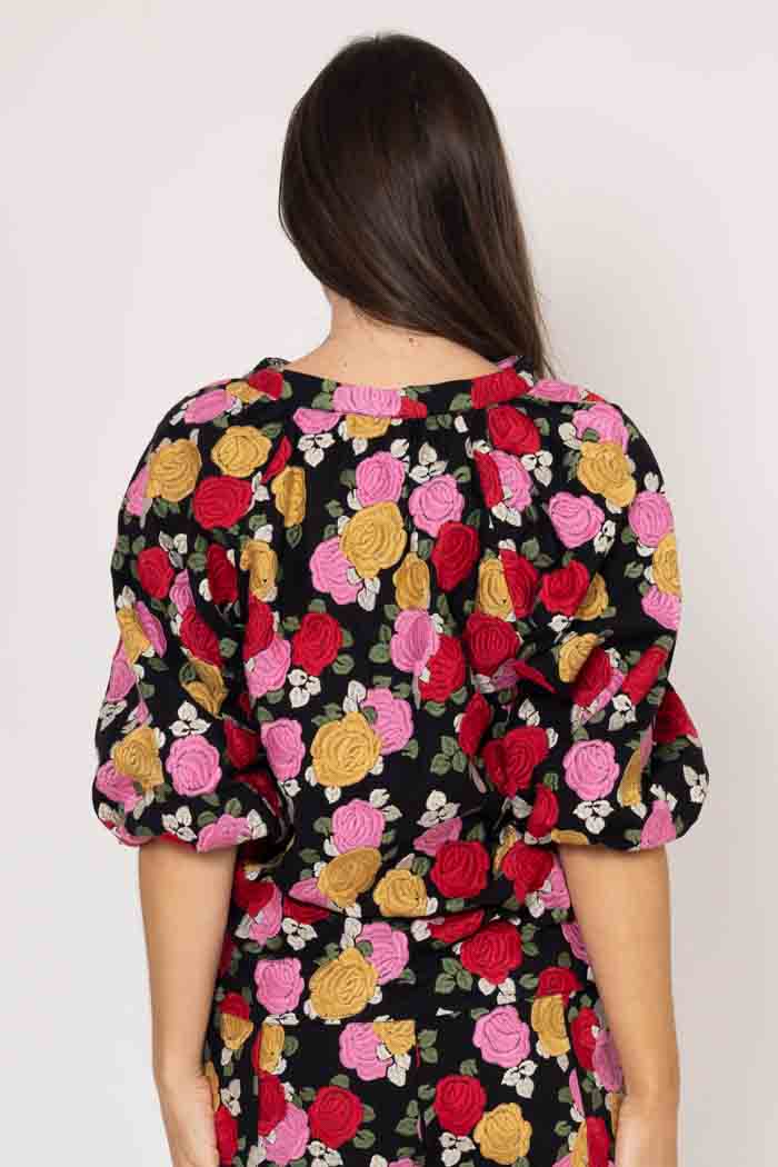 Layla Embroidered Blouse Black Floral 3