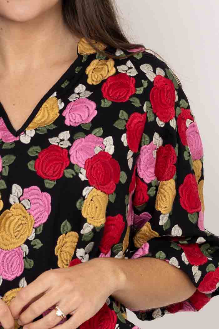 Layla Embroidered Blouse Black Floral 4