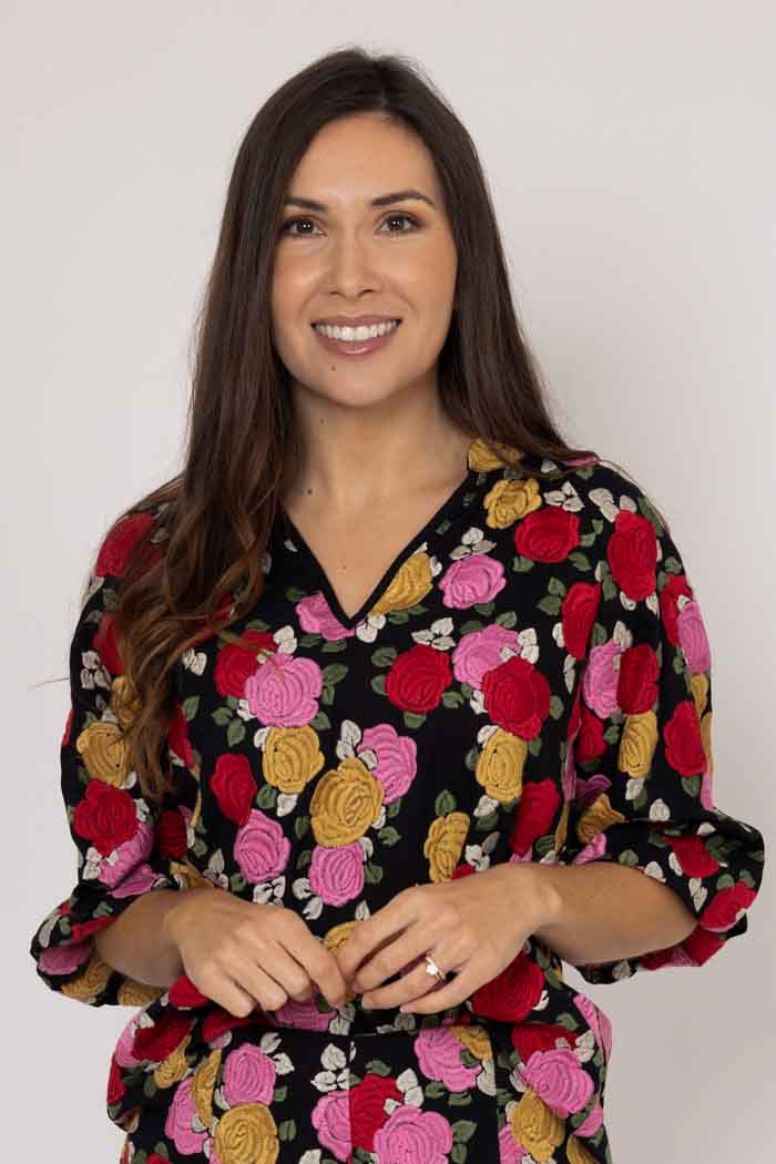 Layla Embroidered Blouse Black Floral