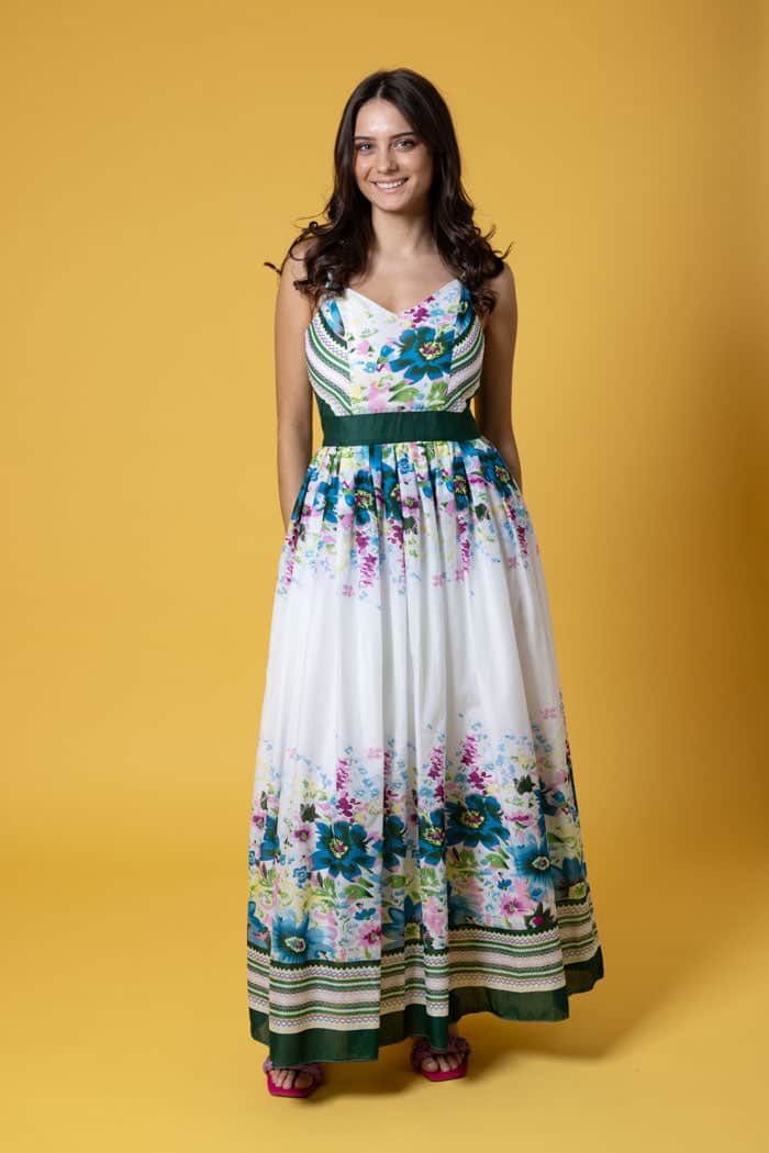 Sydney Maxi Dress White Green Floral 4