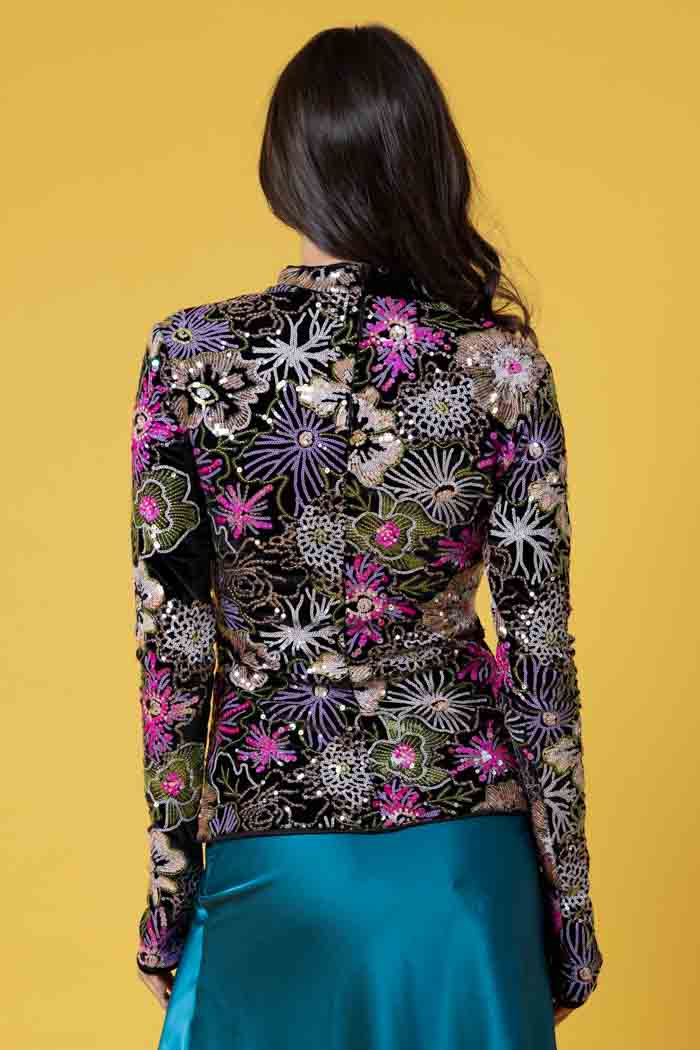 Maria Sequin Velvet Top Black 3