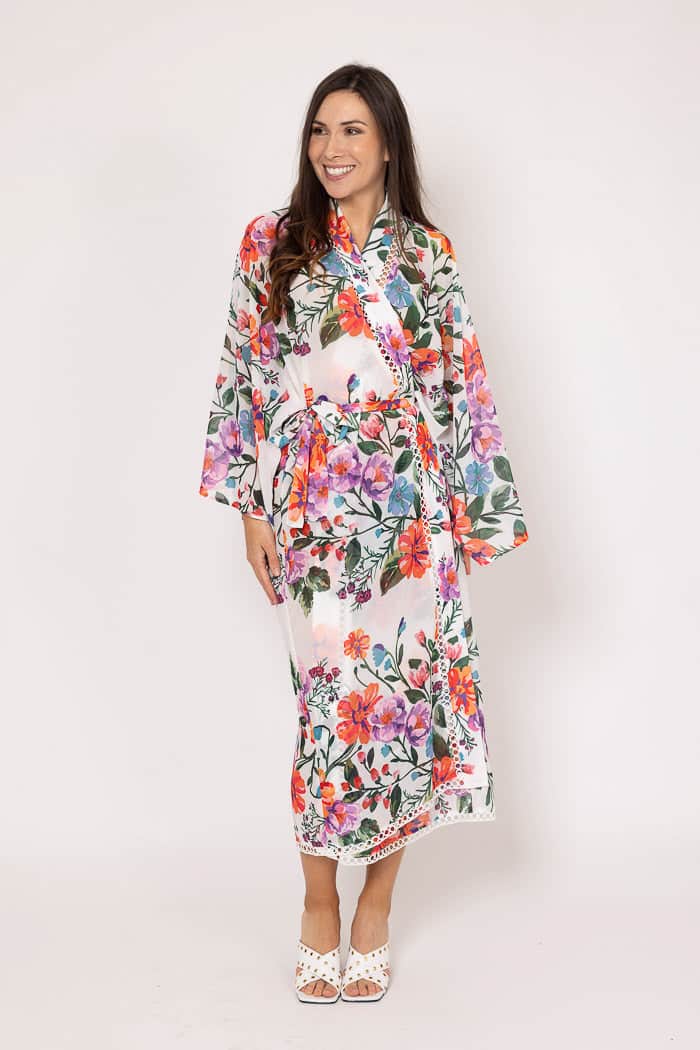 Ellie Kimono Floral White 6