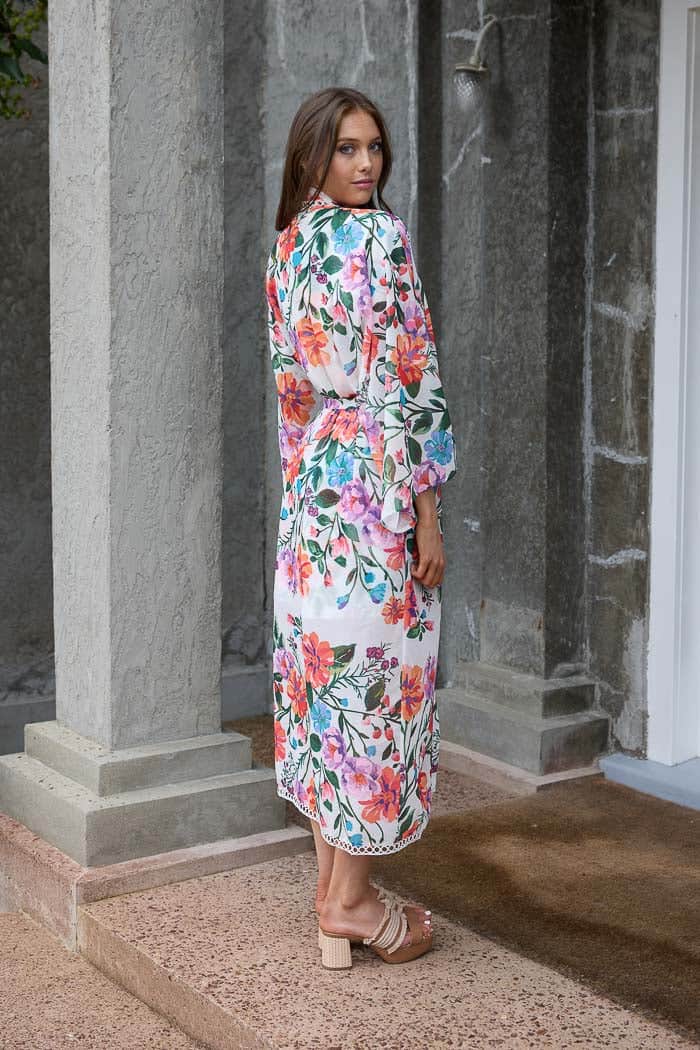 Ellie Kimono Floral White 3