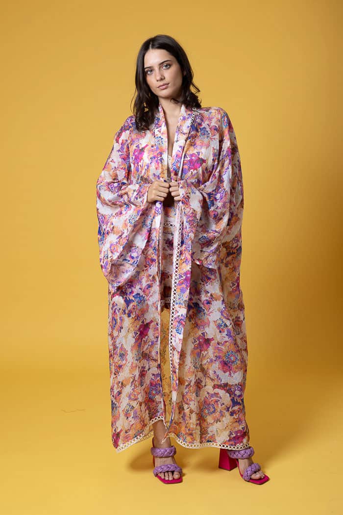 Ellie Kimono Peach Floral 6