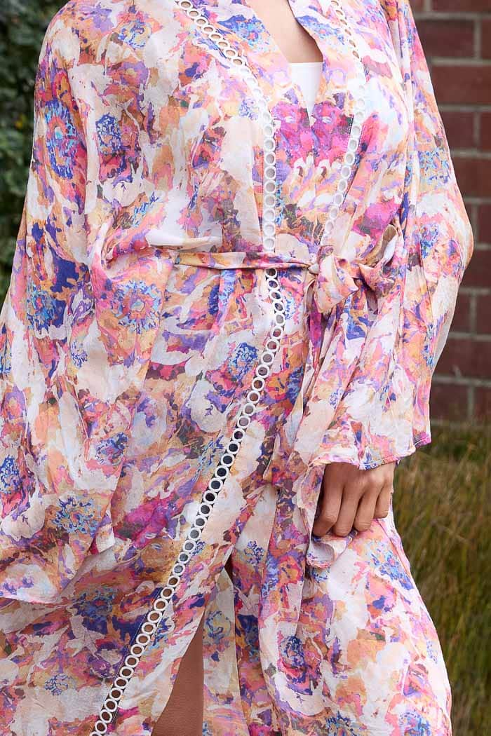 Ellie Kimono Peach Floral 5