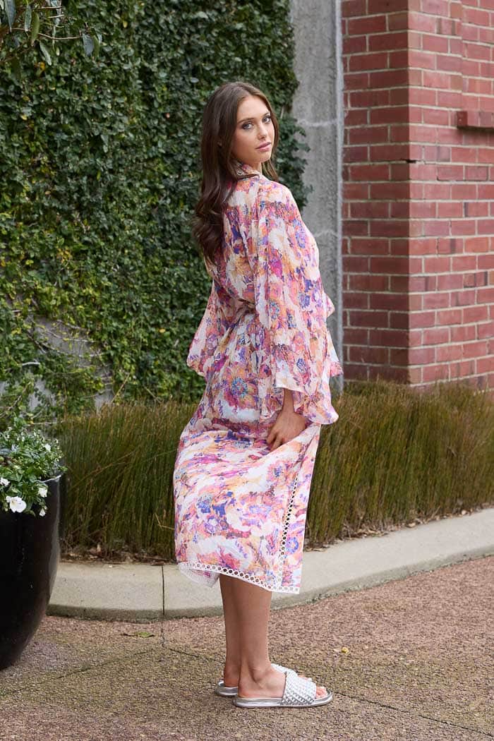 Ellie Kimono Peach Floral 3