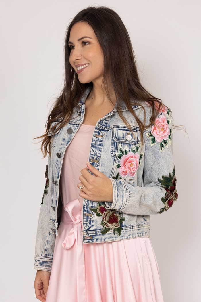Lily Denim Embroidered Jacket Blue 2