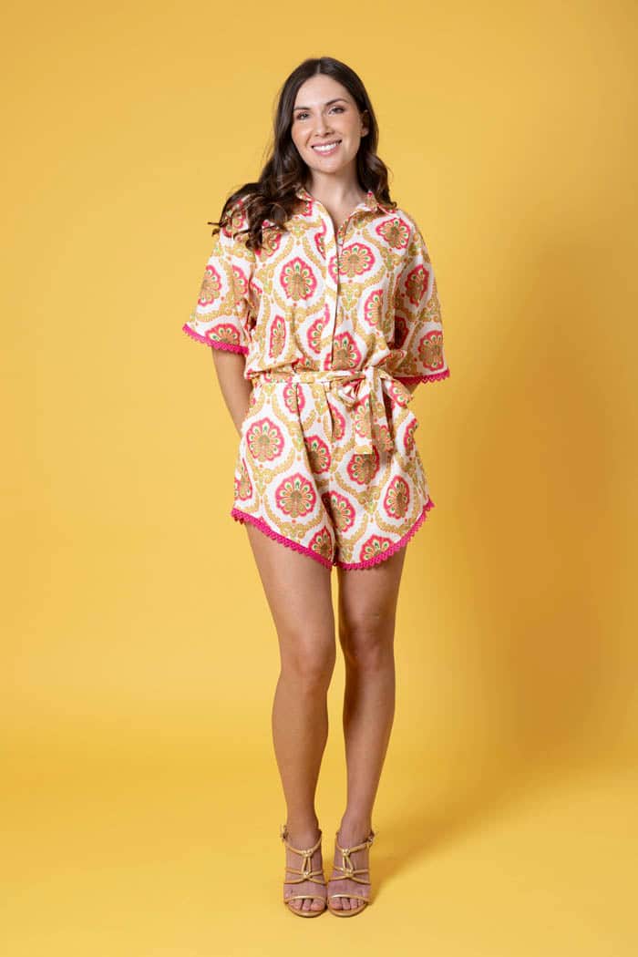 Sheree Playsuit Paisley Fluro Pink 5