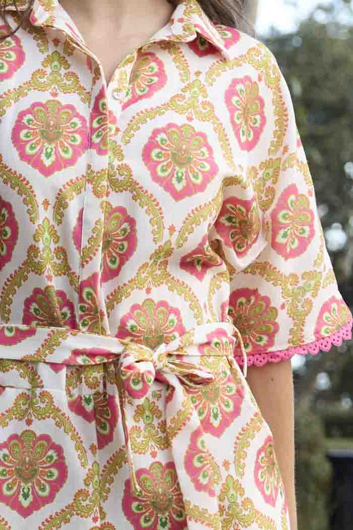 Sheree Playsuit Paisley Fluro Pink 4