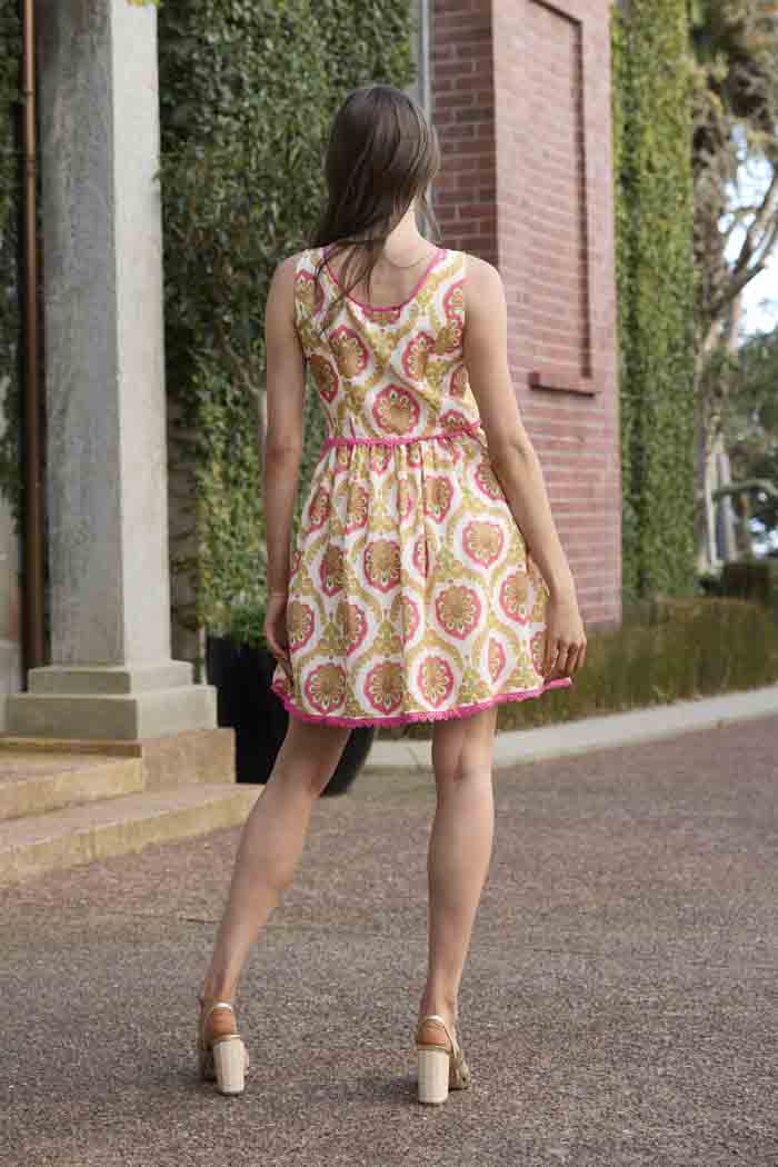 Sally Dress Paisley Fluro Pink 3