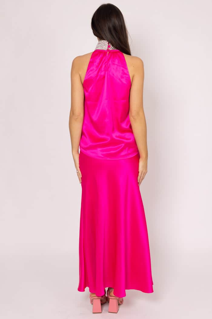 Nellie Satin Maxi Skirt Pink 3